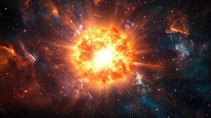 Obraz premium Rendering of a 3D cartoon depiction of a supernova explosion featuring a bright star nebula in a distant galaxy abstract imagery