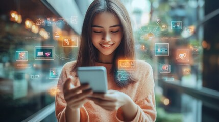 Affiliate marketing on social media, showing influencers promoting products with affiliate links, using engaging posts and stories to drive traffic and earn commissions