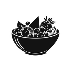 Fruit Cup Icon Silhouette Vector with Grapes, Melon, and Berries