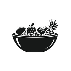 Stylized Fruit Cup Silhouette with Berries and Melon Vector Art