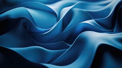 Fototapeta premium Abstract Blue Fabric with Smooth, Curved Waves