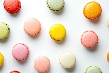 Obraz premium Colorful Macarons on White Background