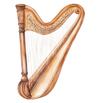 recommend clip art: Harp watercolor clipart illustration