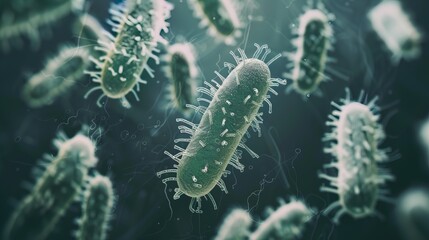 Fototapeta premium Ancient microbes under microscope reveal intricate cellular structures, showcasing their mysterious and ancient nature, ideal for scientific and educational content.