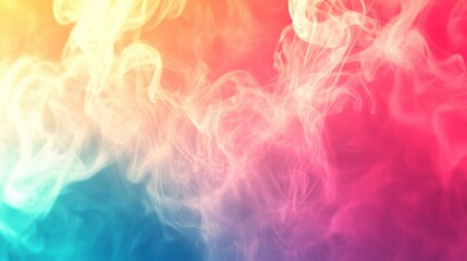 Fototapeta premium A vibrant swirl of colorful smoke in shades of blue, pink, and orange, creating an ethereal and artistic atmosphere.