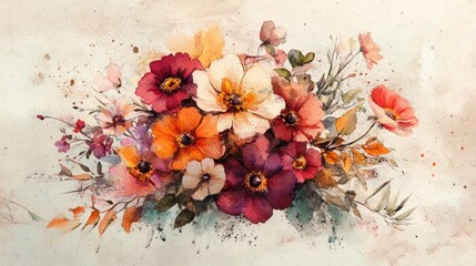 Watercolor illustration of an isolated flower bouquet