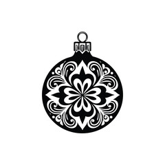 Christmas Bulb Ornament Silhouette Vector in Cartoon Doodle Style
