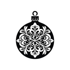 Holiday Tree Ornament Bulb Silhouette Vector in Icon Style
