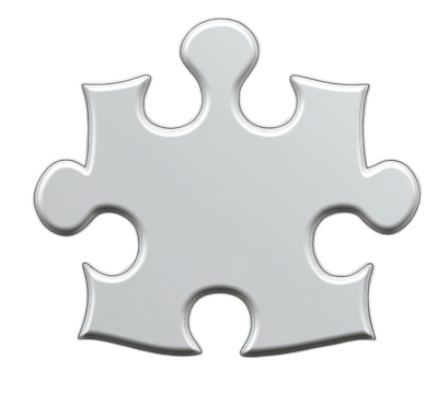 Glossy white puzzle piece with metallic shine and transparent background. - Powered by Adobe