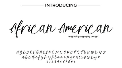 African American Font Stylish brush painted an uppercase vector letters, alphabet, typeface