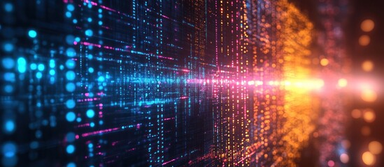 Obraz premium Abstract digital background with glowing lines and dots.