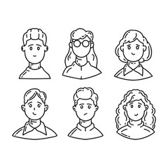 Hand drawn different people icons,line style