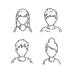 Hand drawn different people icons, line style isolated on white background