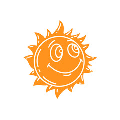 sun face with smile, sun emoji isolated on white background