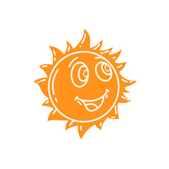sun face with smile, sun emoji isolated on white background