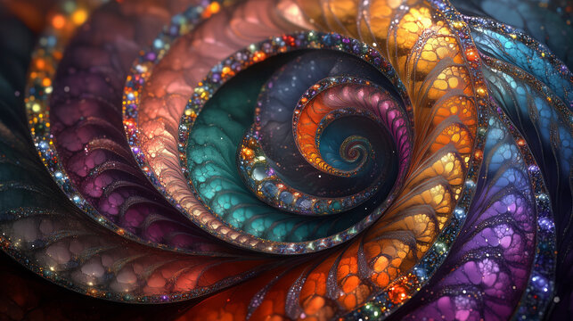 Fototapeta abstract fractal mosaic glass  background with a spiral