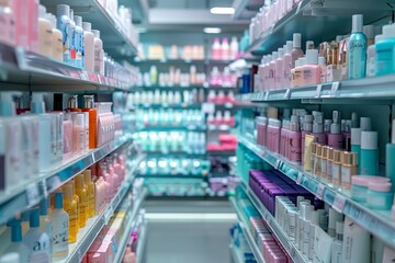 Organized shelves with skincare products provide easy access to skin care essentials