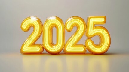 A large, glowing number twenty-five made out of balloons