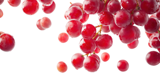 High-Resolution Isolated Ruby Roman Grapes on Transparent Background - Organic Red Fruit Bunch, Ideal for Graphic Designers