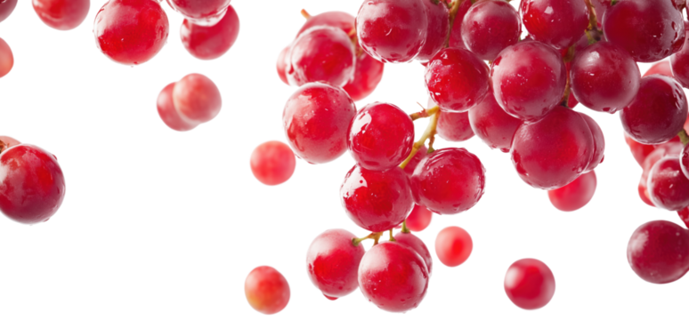 High-Resolution Isolated Ruby Roman Grapes on Transparent Background - Organic Red Fruit Bunch, Ideal for Graphic Designers