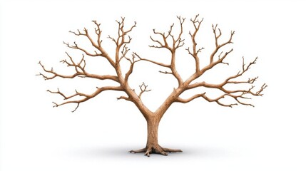A photostock images of a dead tree with bare branches, isolated on white background, High Quality