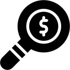 Vector Icon for Dollar, hand, magnifier, search, scan