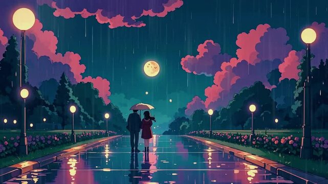 couple night love rain moon lofi couple night love passion full hd 4k video