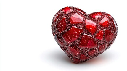 A photostock images of a glowing red heart with sparkles, isolated on white background, High Quality