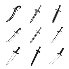 Naklejka premium Collection of Sword Clipart Design - Sword Vector illustration in black and white 