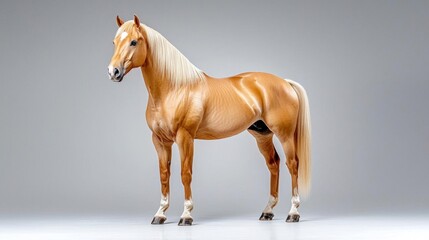 Obraz premium A photostock images of a horse standing against a white background, isolated on white background, High Quality