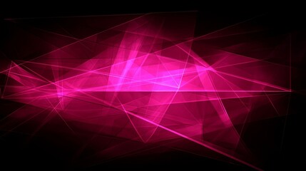 Fototapeta premium Abstract pink geometric design with dynamic lines and shapes on a black background.
