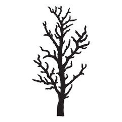 silhouette of a tree isolated. Isolated Dead tree on the white background. Dead tree silhouettes.	
