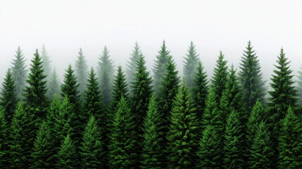 Fototapeta premium A photostock images of a misty forest landscape, isolated on white background, High Quality
