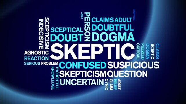 Skeptic animated word cloud;text design animation tag kinetic typography seamless loop.