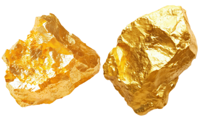 Isolated Piece of Natural Raw Gold with Realistic Texture and Shine on Transparent Background for Gold Mining and Investment Concepts