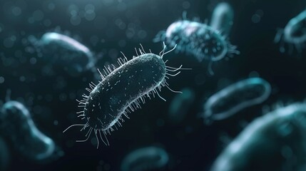 Fototapeta premium Ancient microbes under microscope reveal intricate cellular structures, showcasing their mysterious and ancient nature, ideal for scientific and educational content.