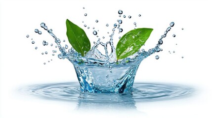 A photostock images of a splash of clear water, isolated on white background, High Quality