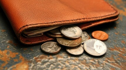 A close-up of a wallet with fewer bills and coins spilling out, representing financial strain due to inflation.