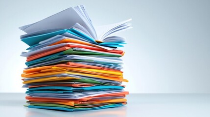A photostock images of a stack of documents, isolated on white background, High Quality
