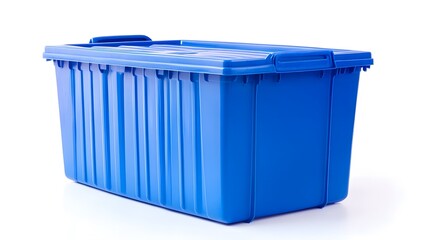 A blue plastic storage container with a lid, designed for organization and storage purposes.