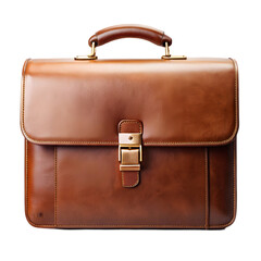 brown briefcase top view isolated on transparent background