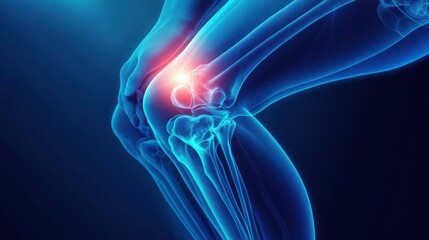 Fototapeta premium X-ray view of knee joint with inflammation 