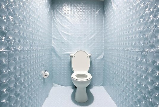 Bubble Wrap Bathroom A toilet room where all surfaces are covere