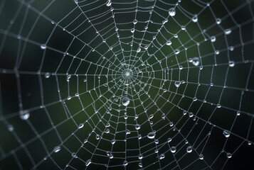 Fototapeta premium _ - A highly detailed, close-up photograph of a cobweb, capturin