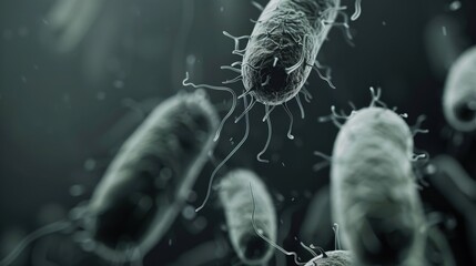 Obraz premium Ancient microbes under microscope reveal intricate cellular structures, showcasing their mysterious and ancient nature, ideal for scientific and educational content.