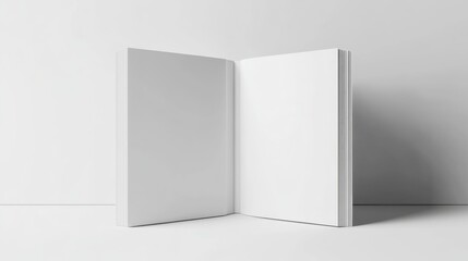 Vertical white booklet mockup A4 size split into two sections displayed against a white background 3D rendering