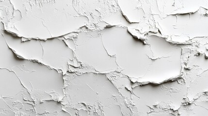 Obraz premium A textured wall with layers of white paint is peeling, revealing a stunning pattern. The wear and tear create an artistic feel, highlighting age and character.