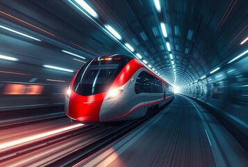 Futuristic Train A high speed train zooming through a tunnel of