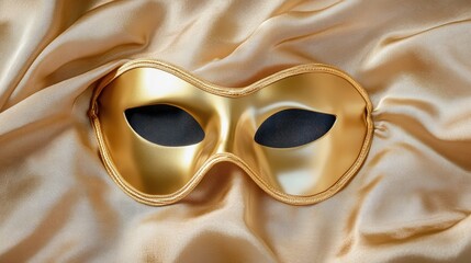 Golden sleep mask and relaxed eyes from a top view representing a travel and relaxation theme Ideal for conveying good night sweet dreams and do not disturb messages