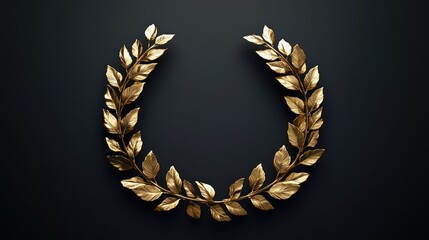 Golden laurel wreath representing triumph and accomplishment on a dark background ideal for themes related to awards or celebrations